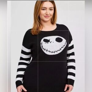 Torrid Nightmare Before Christmas Jack Skeleton crisscross back sweater NWT 1X